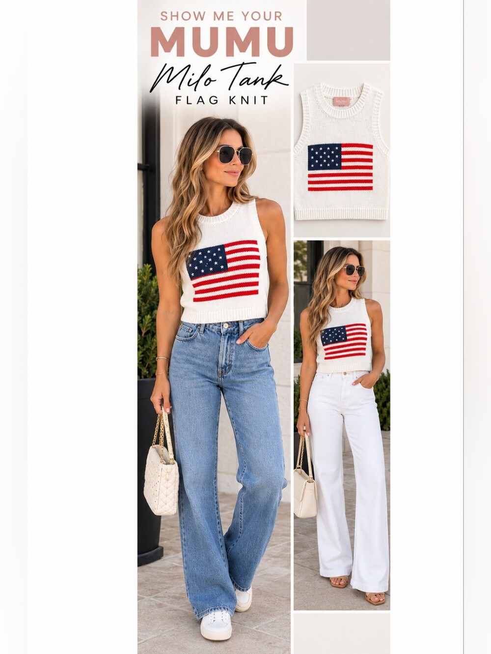 Show Me Your Mumu Milo Tank XS Flag Knit American Flag